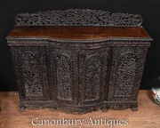Large Burmese Sideboard Server - Hand Carved Antique Burma Circa 1880